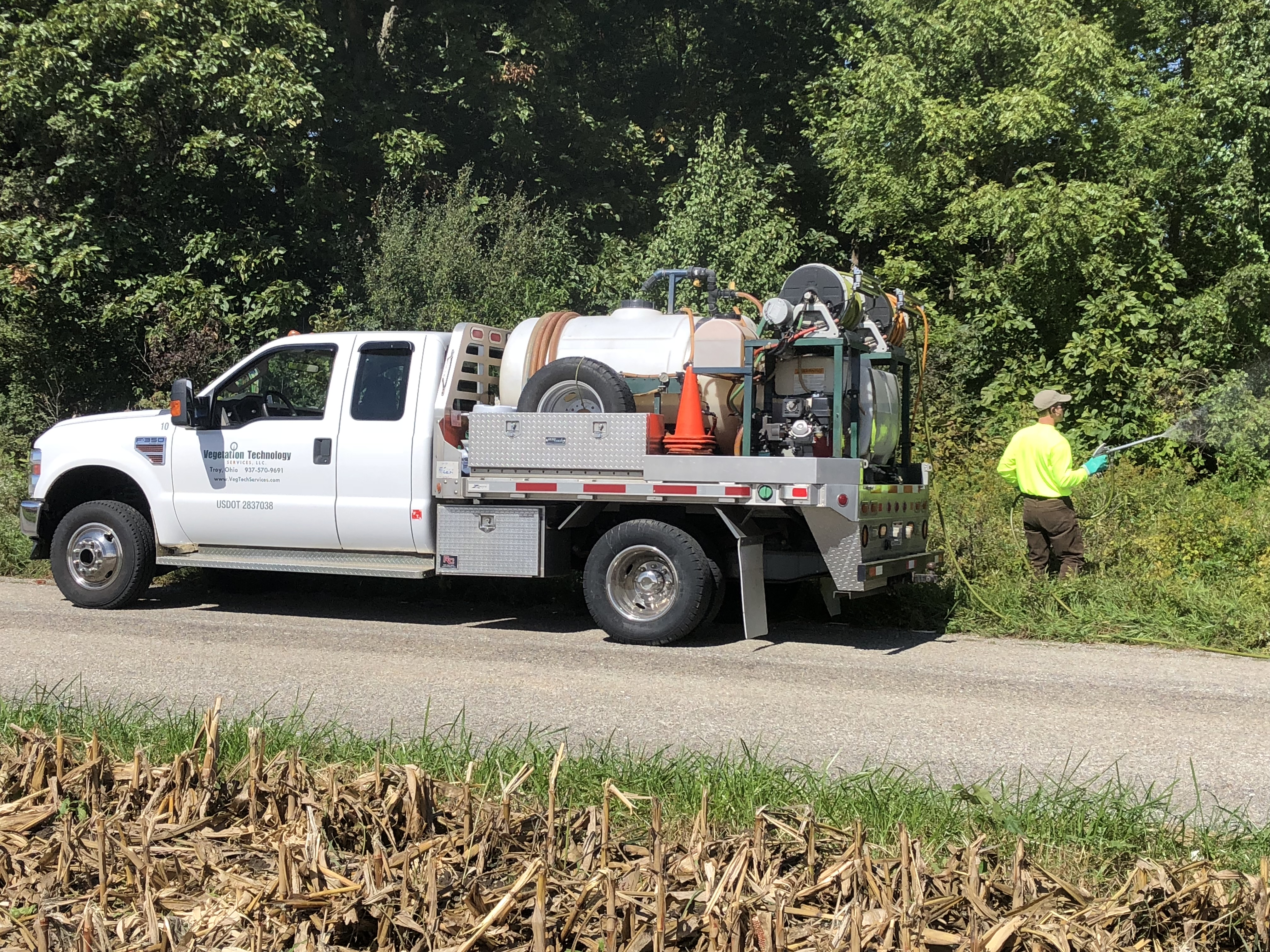 Herbicide application on roadside